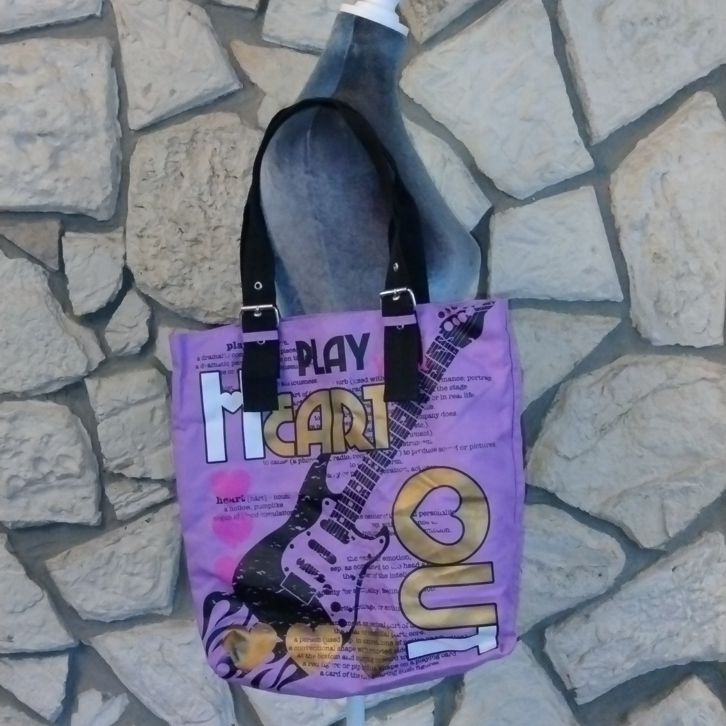 Guitar Picture Tote "Play Your Heart Out"